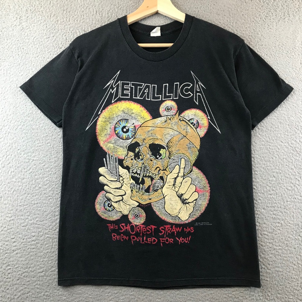 Vintage 1989 Metallica Shortest Straw T-Shirt Medium Metal Band Tee M